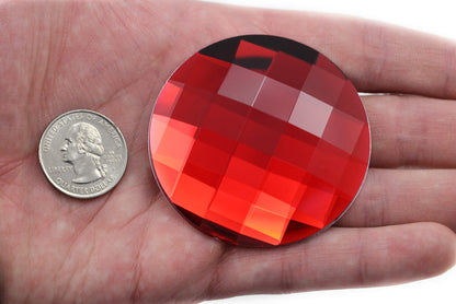 red ruby extra large stick on round gems plastic sticky jewels self adhesive circle rhinestones big gemstones huge stones acrylic cabochons for cosplay prop making steven universe diy craft furniture embellishments display merchandising windows décor walls theater decoration film making lead free with glue peel and stick stickon allstarco
