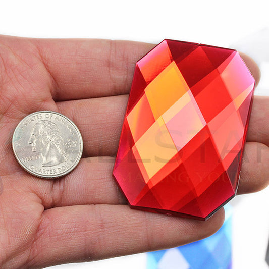 red ruby extra large stick on octagon gems plastic sticky jewels self adhesive rhinestones big gemstones huge stones acrylic cabochons for cosplay prop making steven universe diy craft furniture embellishments display merchandising windows décor walls theater decoration film making lead free with glue peel and stick stickon allstarco