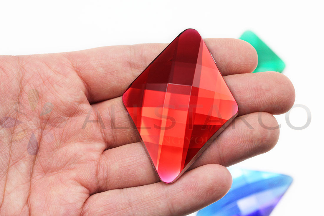 red ruby extra large diamond flat back big jumbo huge acrylic gems plastic rhombus rhinestones for craft gemstones body jewels face skin cabochons embellishments cosplay prop making jewelry making party diy crafts costume making scrapbooking high quality allstarco décor stones larp events film making