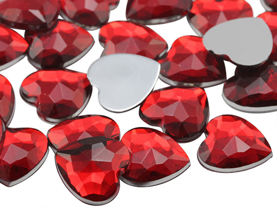 red ruby heart flat back acrylic gems valentine's day love gift girlfriend boyfriend mom dad family plastic rhinestones for craft gemstones body jewels face skin cabochons embellishments cosplay prop making jewelry making party diy crafts costume making scrapbooking high quality allstarco décor stones larp events film making