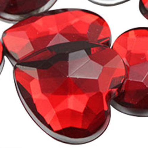 red ruby heart flat back acrylic gems valentine's day love gift girlfriend boyfriend mom dad family plastic rhinestones for craft gemstones body jewels face skin cabochons embellishments cosplay prop making jewelry making party diy crafts costume making scrapbooking high quality allstarco décor stones larp events film making