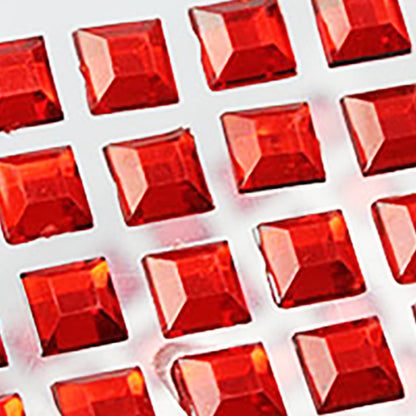 red ruby square stick on gems self adhesive jewels lead free face stones party cosplay face gemstones rhinestones card making invitations body jewels skin phone craft embellishments with glue sparkle crafting scrapbooking diy peel and stick halloween birthday wedding shinny allstarco plastic sticky jewels stickon stick-on rhinestones