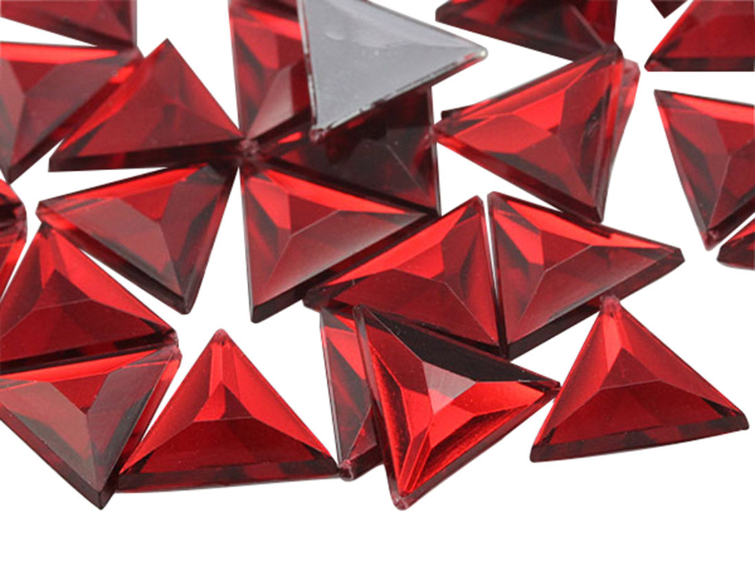 red ruby triangle flat back acrylic gems plastic rhinestones for craft gemstones body jewels face skin cabochons embellishments cosplay prop making jewelry making party diy crafts costume making scrapbooking high quality allstarco décor stones larp events film making