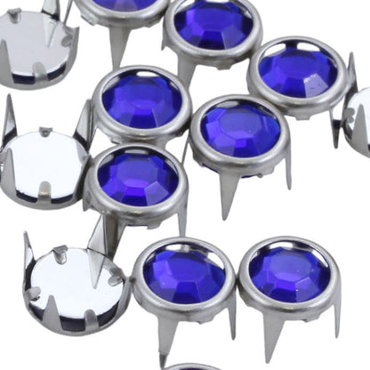 blue sapphire bedazzler rhinestones gemagic studs in silver settings bedazzle for garment embellishments elvis costume making diy craft clothing jeans tees denim with prongs 4 legs