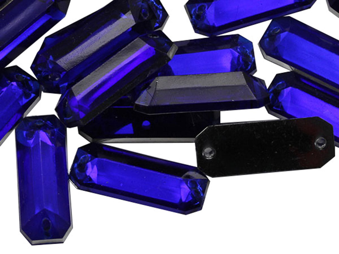 blue sapphire baguette rectangle rectangular flat back sew on sewing beads craft gems plastic rhinestones acrylic gemstones jewels with holes for clothing embellishments costume making cosplay diy garment prop making dress jewels for fabric crystals allstarco