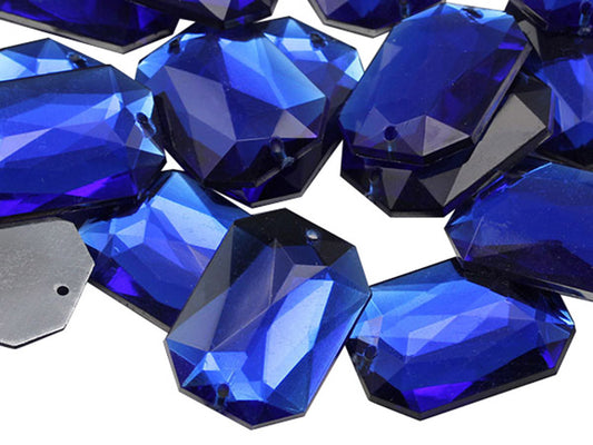 blue sapphire octagon flat back sew on sewing beads craft gems plastic rhinestones acrylic gemstones jewels with holes for clothing embellishments costume making cosplay diy garment prop making dress jewels for fabric crystals allstarco