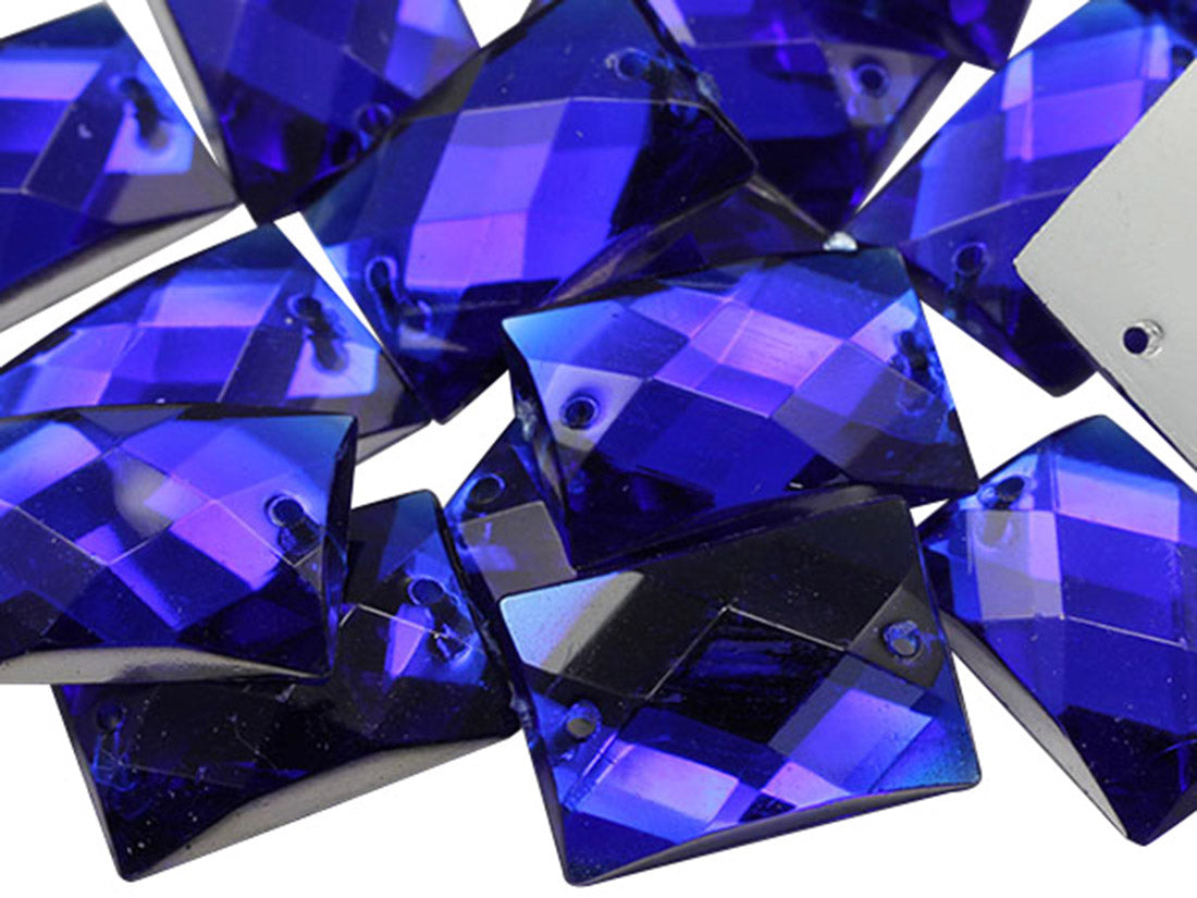 blue sapphire rectangle rectangular flat back sew on sewing beads craft gems plastic rhinestones acrylic gemstones jewels with holes for clothing embellishments costume making cosplay diy garment prop making dress jewels for fabric crystals allstarco