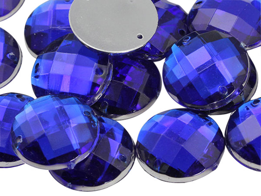 blue sapphire sew on round flat back acrylic gems jewels gemstones sewing embellishments garment making diy craft costume making