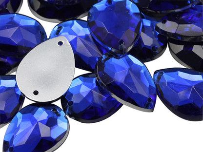 Blue Sapphire Teardrop Sew On Gems - 18x13mm - 50 Pieces