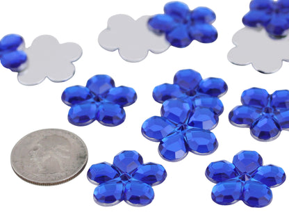 Blue Sapphire Flat Back Flower Gems - 25mm - 15 Pieces