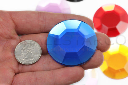 blue sapphire extra large stick on round gems plastic sticky jewels self adhesive circle rhinestones big gemstones huge stones acrylic cabochons for cosplay prop making steven universe diy craft furniture embellishments display merchandising windows décor walls theater decoration film making lead free with glue peel and stick stickon allstarco