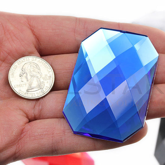 blue sapphire extra large stick on octagon gems plastic sticky jewels self adhesive rhinestones big gemstones huge stones acrylic cabochons for cosplay prop making steven universe diy craft furniture embellishments display merchandising windows décor walls theater decoration film making lead free with glue peel and stick stickon allstarco