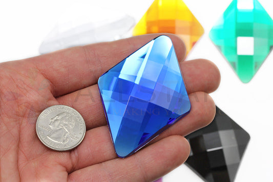 blue sapphire extra large diamond flat back big jumbo huge acrylic gems plastic rhombus rhinestones for craft gemstones body jewels face skin cabochons embellishments cosplay prop making jewelry making party diy crafts costume making scrapbooking high quality allstarco décor stones larp events film making