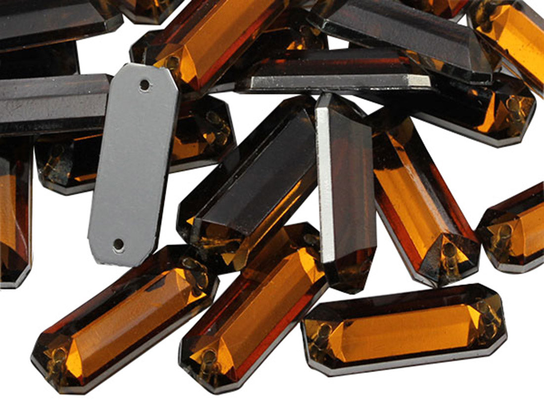 brown smokey topaz baguette rectangle rectangular flat back sew on sewing beads craft gems plastic rhinestones acrylic gemstones jewels with holes for clothing embellishments costume making cosplay diy garment prop making dress jewels for fabric crystals allstarco