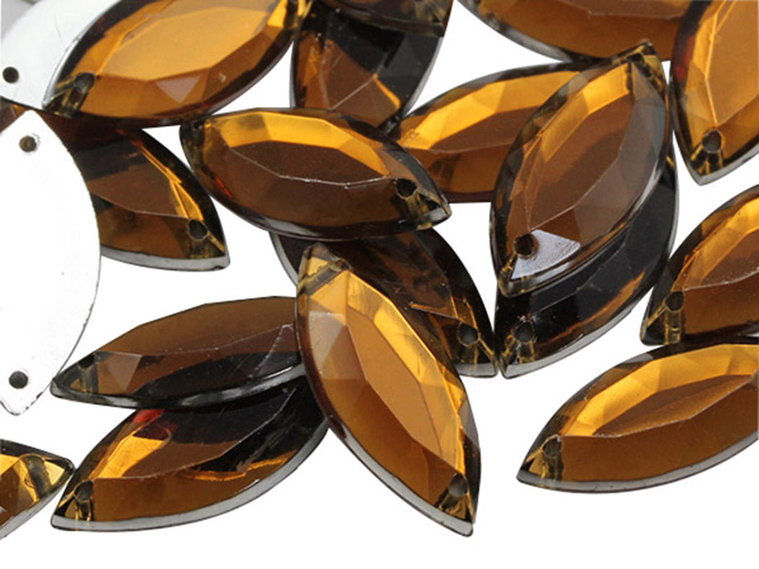 brown smokey topaz navette marquise horse eye flat back sew on sewing beads craft gems plastic rhinestones acrylic gemstones jewels with holes for clothing embellishments costume making cosplay diy garment prop making dress jewels for fabric crystals allstarco