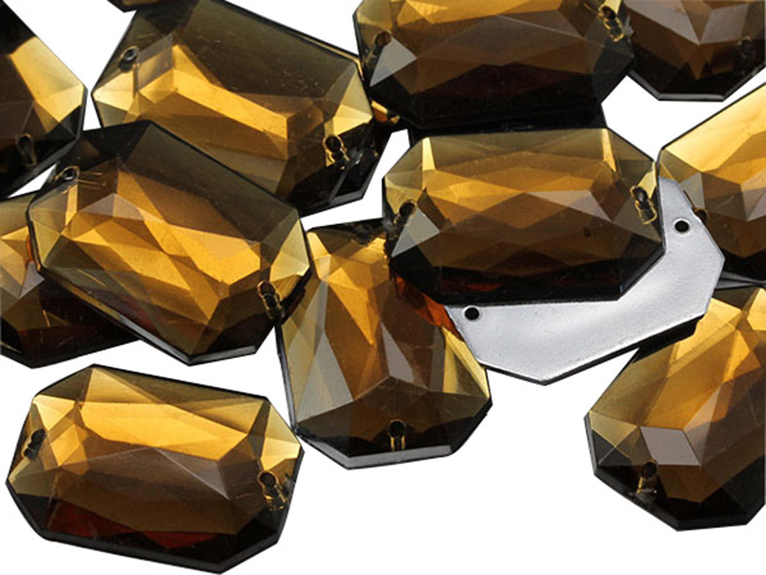 brown smokey topaz octagon flat back sew on sewing beads craft gems plastic rhinestones acrylic gemstones jewels with holes for clothing embellishments costume making cosplay diy garment prop making dress jewels for fabric crystals allstarco