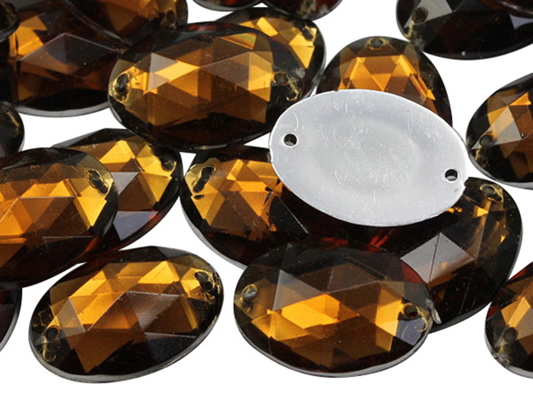 brown smokey topaz oval flat back sew on sewing beads craft gems plastic rhinestones acrylic gemstones jewels with holes for clothing embellishments costume making cosplay diy garment prop making dress jewels for fabric crystals allstarco
