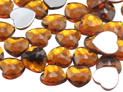 brown smokey topaz heart flat back acrylic gems valentine's day love gift girlfriend boyfriend mom dad family plastic rhinestones for craft gemstones body jewels face skin cabochons embellishments cosplay prop making jewelry making party diy crafts costume making scrapbooking high quality allstarco décor stones larp events film making