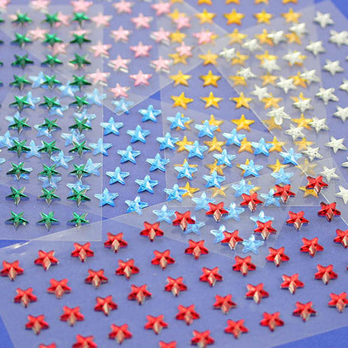 assorted colors star stick on gems self adhesive jewels lead free face stones party cosplay face gemstones rhinestones card making invitations body jewels skin phone craft embellishments with glue sparkle crafting scrapbooking diy peel and stick halloween birthday wedding shinny allstarco plastic sticky jewels stickon stick-on rhinestones