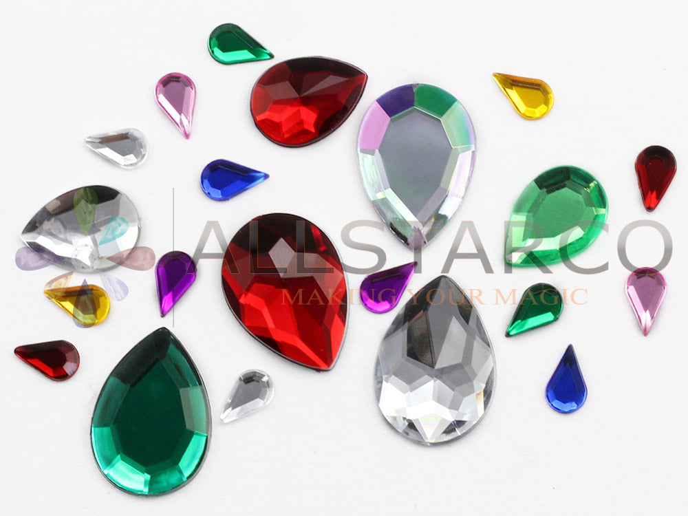 teardrop flat back acrylic gems pear tear drop plastic rhinestones for craft gemstones body jewels face skin cabochons embellishments cosplay prop making jewelry making party diy crafts costume making scrapbooking high quality allstarco décor stones larp events film making