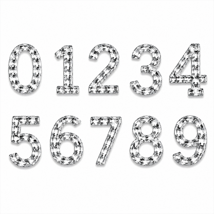 Rhinestone Number Stickers – Self Adhesive Crystal Bling Numbers (0–9) - 50 PCS