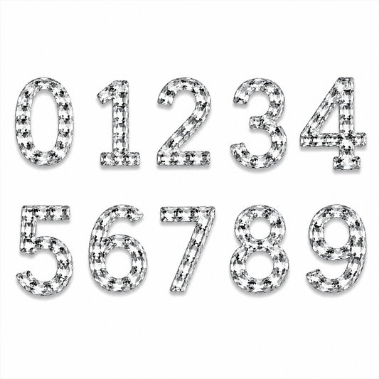 Rhinestone Number Stickers – Self Adhesive Crystal Bling Numbers (0–9) - 50 PCS