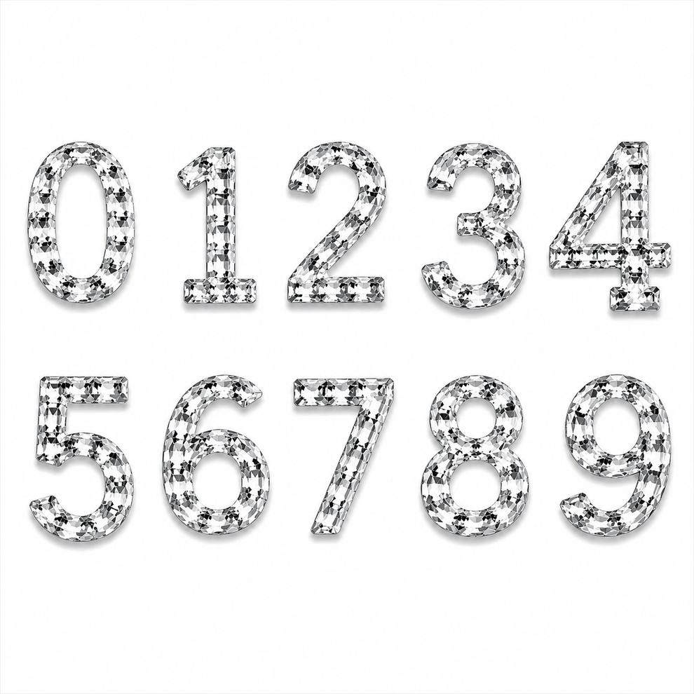 Rhinestone Number Stickers – Self Adhesive Crystal Bling Numbers (0–9 ...