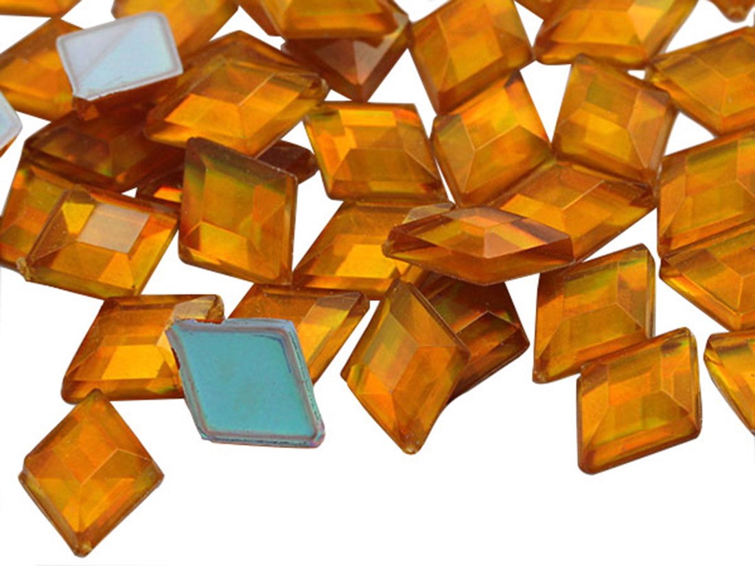 gold topaz ab diamond flat back acrylic gems plastic rhombus rhinestones for craft gemstones body jewels face skin cabochons embellishments cosplay prop making jewelry making party diy crafts costume making scrapbooking high quality allstarco décor stones larp events film making