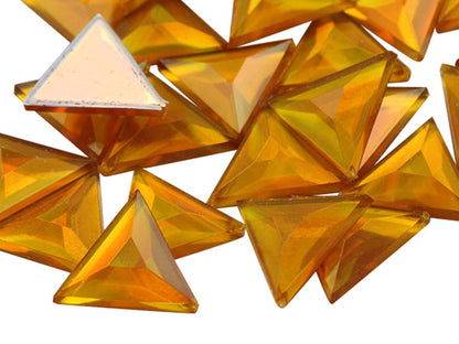 gold topaz ab triangle flat back acrylic gems plastic rhinestones for craft gemstones body jewels face skin cabochons embellishments cosplay prop making jewelry making party diy crafts costume making scrapbooking high quality allstarco décor stones larp events film making