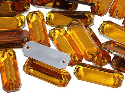 gold topaz baguette rectangle rectangular flat back sew on sewing beads craft gems plastic rhinestones acrylic gemstones jewels with holes for clothing embellishments costume making cosplay diy garment prop making dress jewels for fabric crystals allstarco