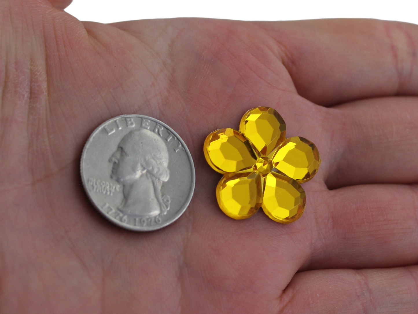 Gold Topaz Flat Back Flower Gems - 25mm - 15 Pieces