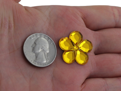 Gold Topaz Flat Back Flower Gems - 25mm - 15 Pieces