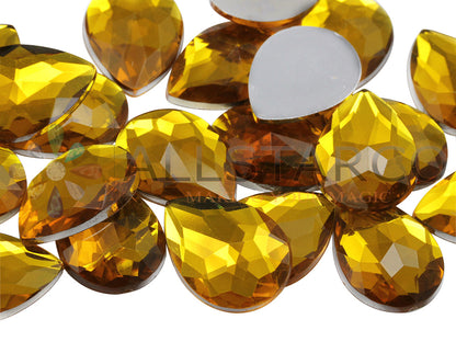 gold topaz teardrop flat back acrylic gems pear tear drop plastic rhinestones for craft gemstones body jewels face skin cabochons embellishments cosplay prop making jewelry making party diy crafts costume making scrapbooking high quality allstarco décor stones larp events film making