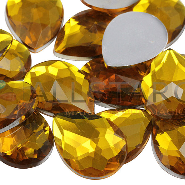 gold topaz teardrop flat back acrylic gems pear tear drop plastic rhinestones for craft gemstones body jewels face skin cabochons embellishments cosplay prop making jewelry making party diy crafts costume making scrapbooking high quality allstarco décor stones larp events film making