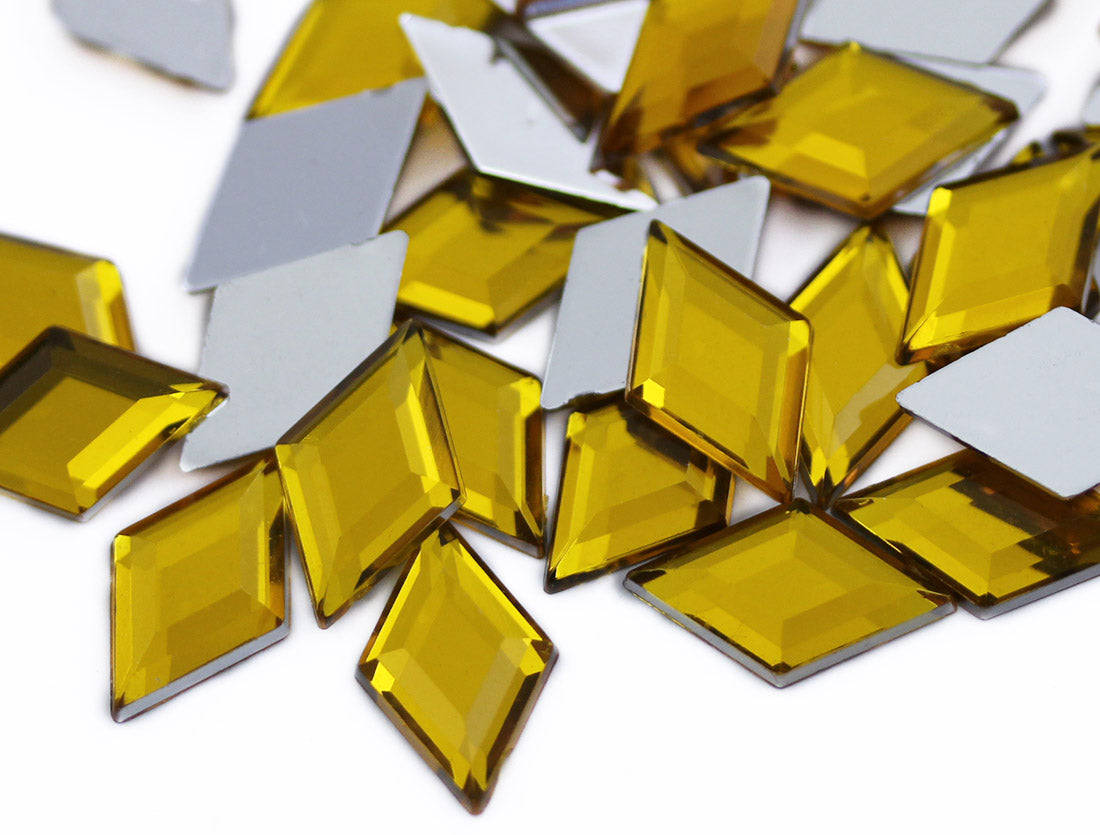 gold topaz diamond flat back acrylic gems plastic rhombus rhinestones for craft gemstones body jewels face skin cabochons embellishments cosplay prop making jewelry making party diy crafts costume making scrapbooking high quality allstarco décor stones larp events film making