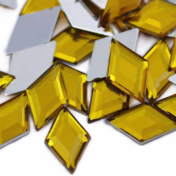 gold topaz diamond flat back acrylic gems plastic rhombus rhinestones for craft gemstones body jewels face skin cabochons embellishments cosplay prop making jewelry making party diy crafts costume making scrapbooking high quality allstarco décor stones larp events film making