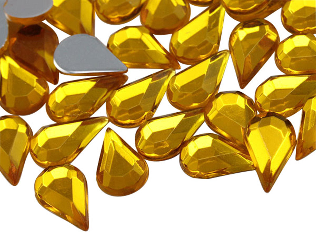 gold topaz teardrop flat back acrylic gems pear tear drop plastic rhinestones for craft gemstones body jewels face skin cabochons embellishments cosplay prop making jewelry making party diy crafts costume making scrapbooking high quality allstarco décor stones larp events film making