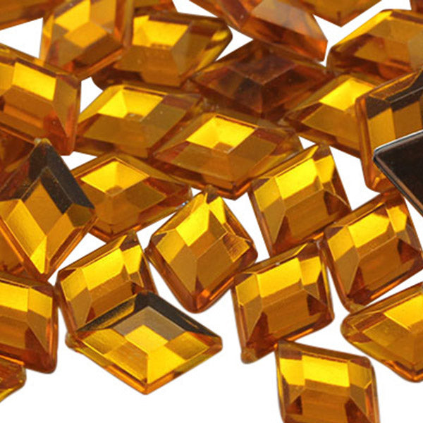 gold topaz diamond flat back acrylic gems plastic rhombus rhinestones for craft gemstones body jewels face skin cabochons embellishments cosplay prop making jewelry making party diy crafts costume making scrapbooking high quality allstarco décor stones larp events film making