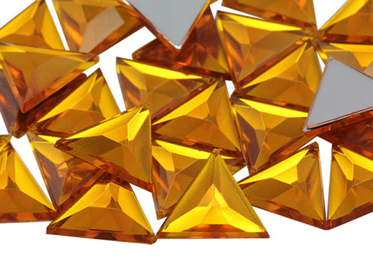 gold topaz triangle flat back acrylic gems plastic rhinestones for craft gemstones body jewels face skin cabochons embellishments cosplay prop making jewelry making party diy crafts costume making scrapbooking high quality allstarco décor stones larp events film making