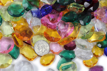 acrylic pointed back point back gems treasure jewels plastic gemstones for games parties pirate bounty hunt stones for treasure chests party favors center pieces table scatters theatrical swashbuckler jewels props larp easter egg hunt allstarco