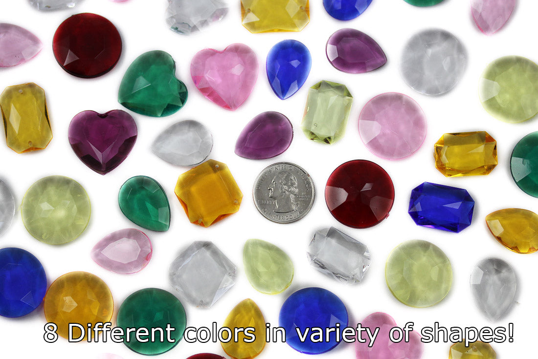 acrylic pointed back point back gems treasure jewels plastic gemstones for games parties pirate bounty hunt stones for treasure chests party favors center pieces table scatters theatrical swashbuckler jewels props larp easter egg hunt allstarco