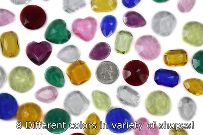 acrylic pointed back point back gems treasure jewels plastic gemstones for games parties pirate bounty hunt stones for treasure chests party favors center pieces table scatters theatrical swashbuckler jewels props larp easter egg hunt allstarco