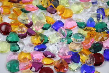 acrylic pointed back point back gems treasure jewels plastic gemstones for games parties pirate bounty hunt stones for treasure chests party favors center pieces table scatters theatrical swashbuckler jewels props larp easter egg hunt allstarco