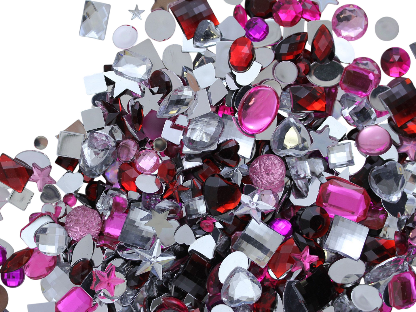 Valentine's Day Holiday Mix Red, Pink & Clear Flat Back Gems In Bulk