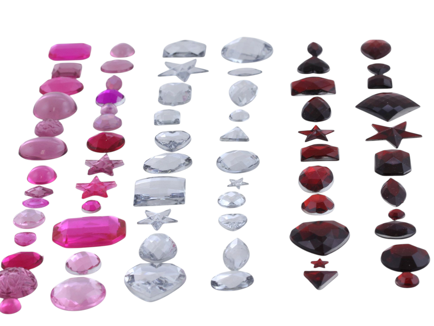 Valentine's Day Holiday Mix Red, Pink & Clear Flat Back Gems In Bulk
