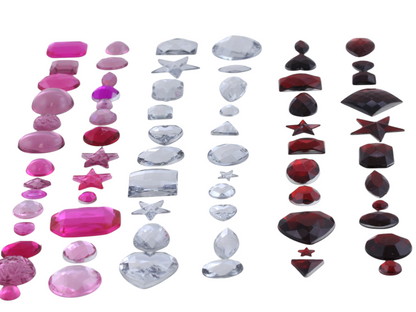 Valentine's Day Holiday Mix Red, Pink & Clear Flat Back Gems In Bulk