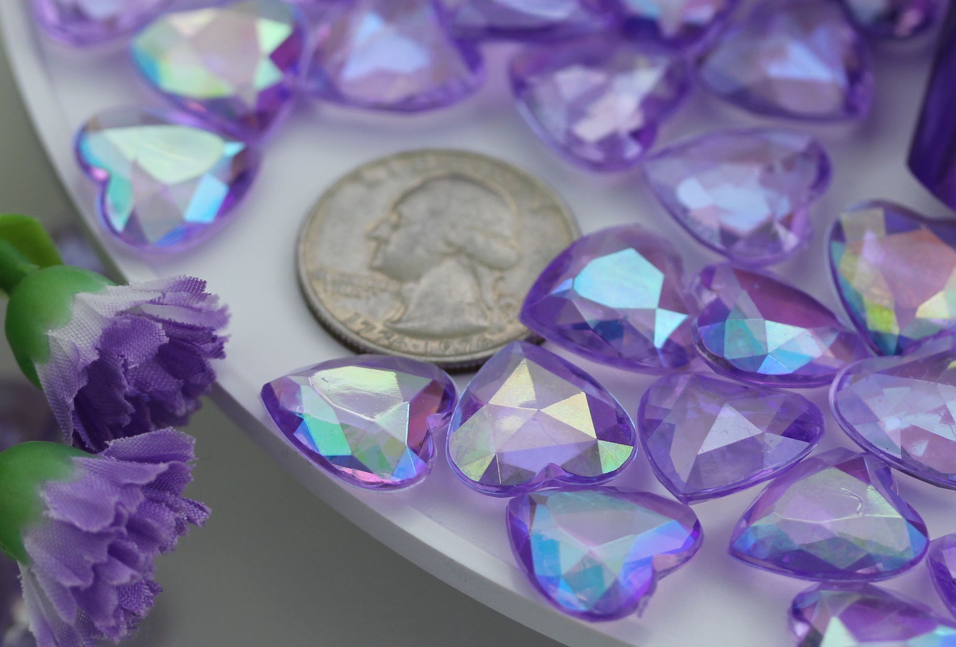 purple violet ab heart acrylic diamonds wedding plastic décor gems confetti table scatter aquarium jewels stones iridescent party stones special occasions bridal showers sparkling decorations  vase fillers centerpieces dazzle accent floral arrangements point back gemstones allstarco diy crafts crafting