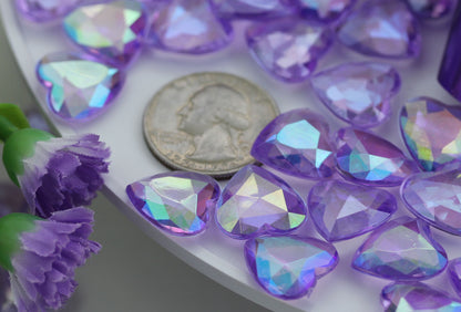 purple violet ab heart acrylic diamonds wedding plastic décor gems confetti table scatter aquarium jewels stones iridescent party stones special occasions bridal showers sparkling decorations  vase fillers centerpieces dazzle accent floral arrangements point back gemstones allstarco diy crafts crafting