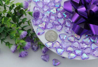 purple violet ab heart acrylic diamonds wedding plastic décor gems confetti table scatter aquarium jewels stones iridescent party stones special occasions bridal showers sparkling decorations  vase fillers centerpieces dazzle accent floral arrangements point back gemstones allstarco diy crafts crafting