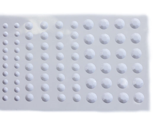 white chalk opaque  3 sizes 4mm 6mm 8mm round sticky rhinestones stick on gems self adhesive jewels lead free  face stones party cosplay face gemstones rhinestones card making invitations body jewels skin phone craft embellishments with glue sparkle crafting scrapbooking diy peel and stick halloween birthday wedding shinny allstarco plastic sticky back jewels stickon stick-on rave jewels diy flat back